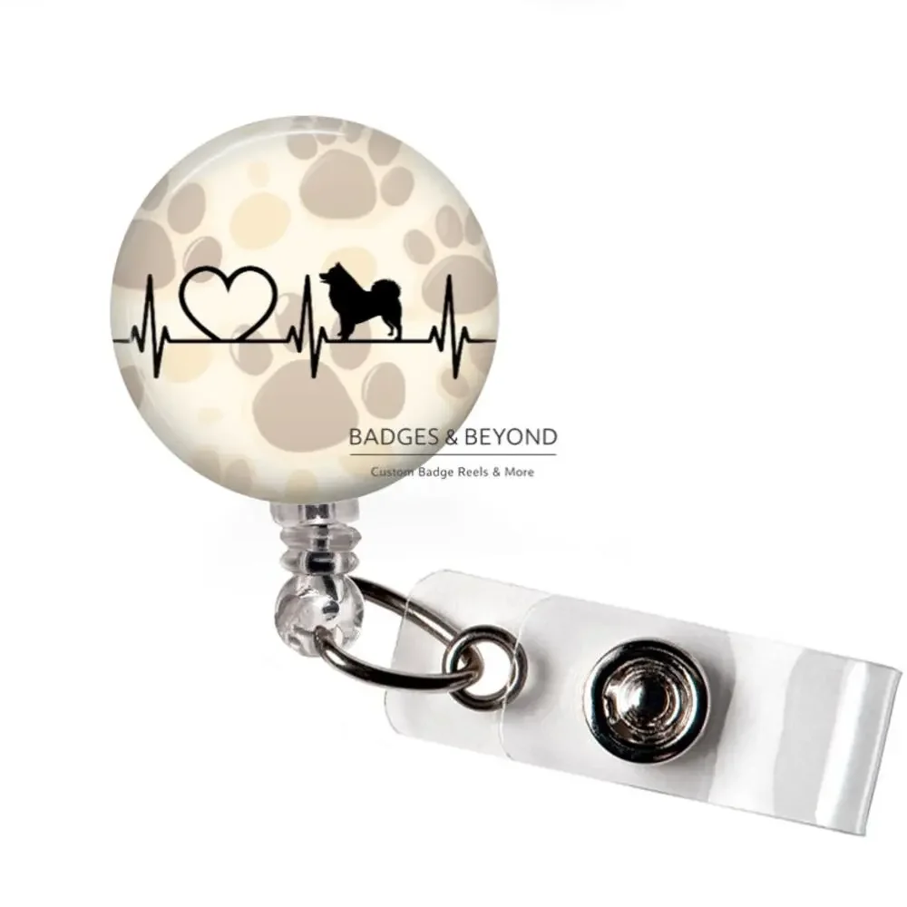 πΆβ€οΈ Chow Chow Heartbeat Badge Reel | Dog Lover Retractable ID Holder - Picture 1 of 5